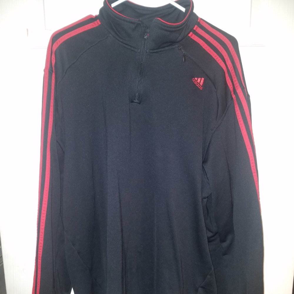 ADIDAS Long Sleeve Pullover w/Half Zip Three Stripes